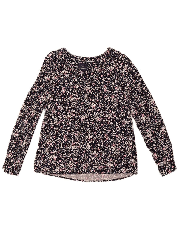 Γυναικεία μακρυμάνικη μπλούζα Crew Clothing Top UK 12 Medium Navy Blue Floral
