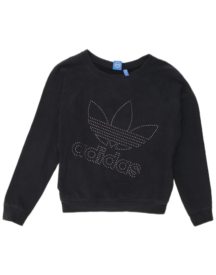 Adidas Γυναικεία γραφικά υπερμεγέθη φούτερ Jumper UK 10 Small Navy Blue
