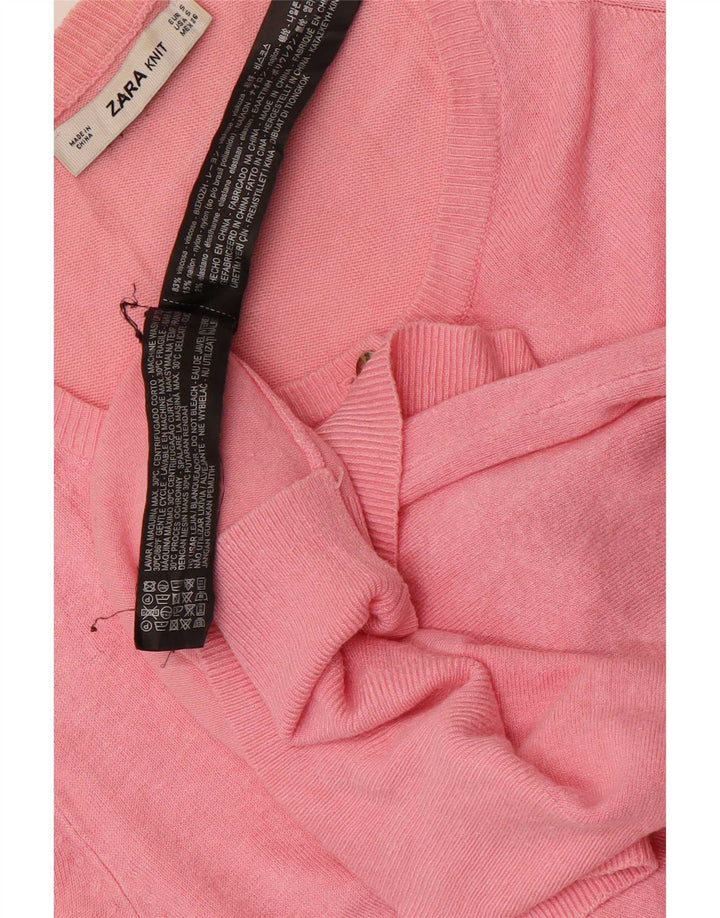 Zara Γυναικεία Ζακέτα UK 10 Small Pink Viscose