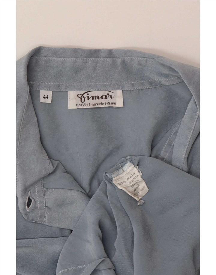 Vintage Γυναικείο πουκάμισο Crop Μπλούζα IT 44 Medium Blue Silk