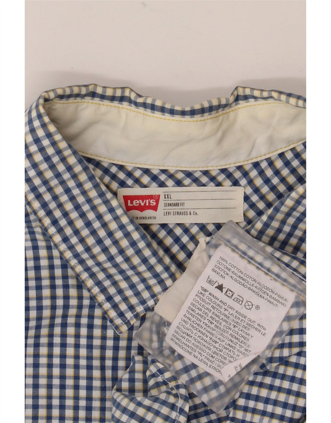 Ανδρικό κοντομάνικο πουκάμισο Levi's Standard Fit 2XL Blue Check Cotton Classic