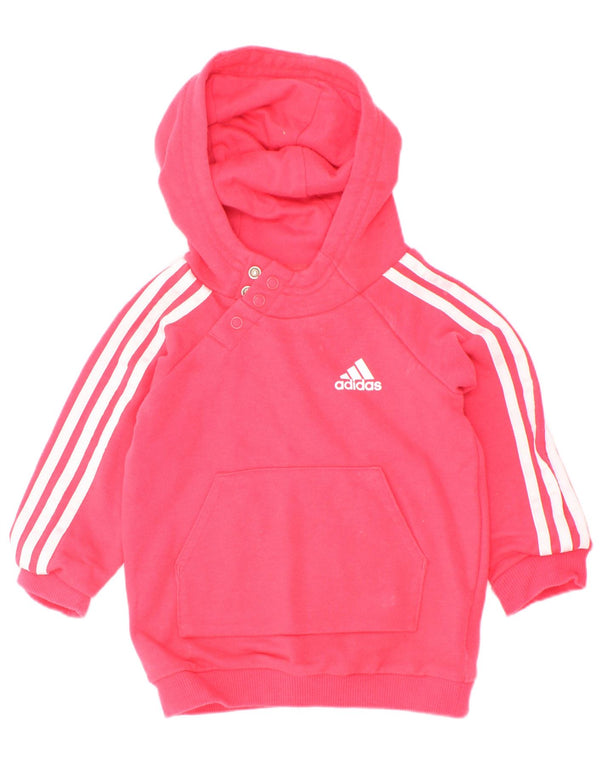 Adidas Baby Girls Button Neck Hoodie Jumper 3-6 μηνών Ροζ βαμβακερό