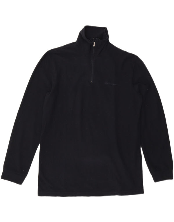 CHAMPION Mens Zip Neck Fleece Jumper XL Navy Blue Polyester