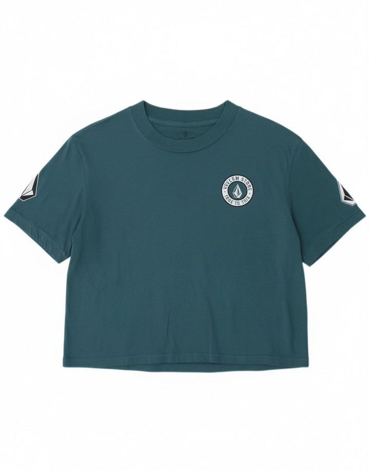 Γυναικείο γραφικό μπλουζάκι Volcom Loose Fit Crop Top size 4/6 Small Blue