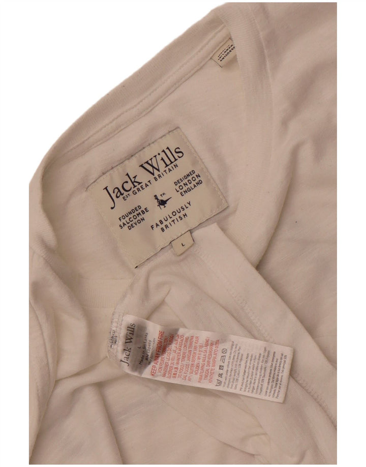 Ανδρικό γραφικό μπλουζάκι JACK WILLS Τοπ μεγάλο λευκό βαμβακερό
