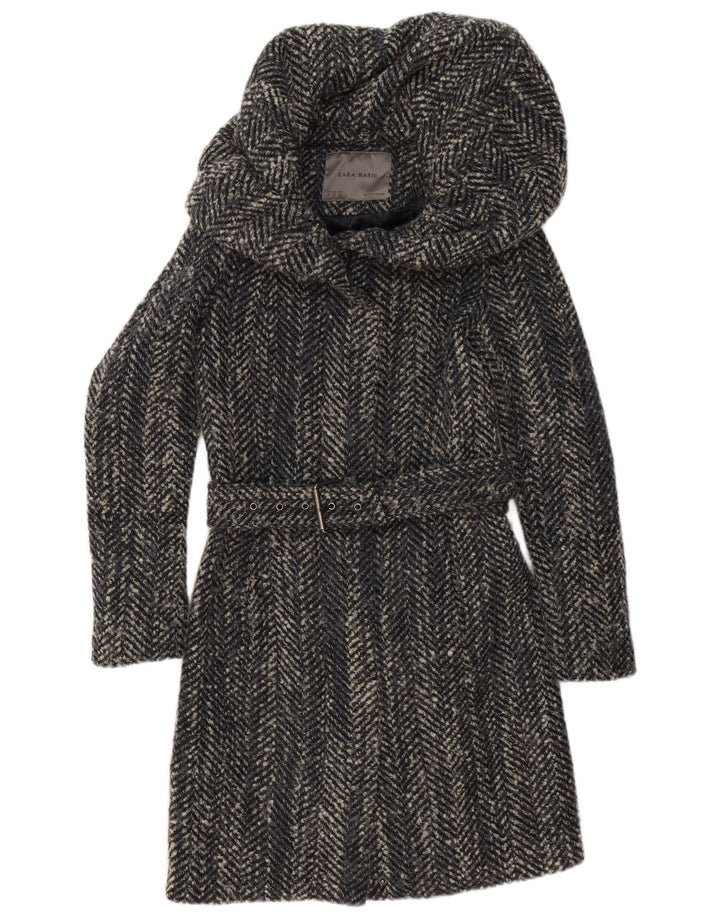 Zara Γυναικείο Πανωφόρι UK 6 XS Γκρι Πολυεστέρας Ψαροκόκκαλο