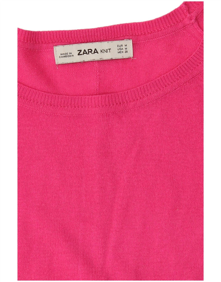 Zara Γυναικείο πουλόβερ με λαιμόκοψη μεγάλου μεγέθους UK 14 Medium Pink