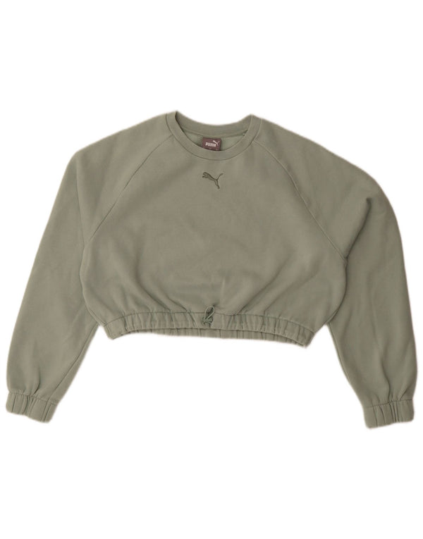 Γυναικεία φούτερ Puma Crop Oversized Jumper UK 10 Small Green Cotton