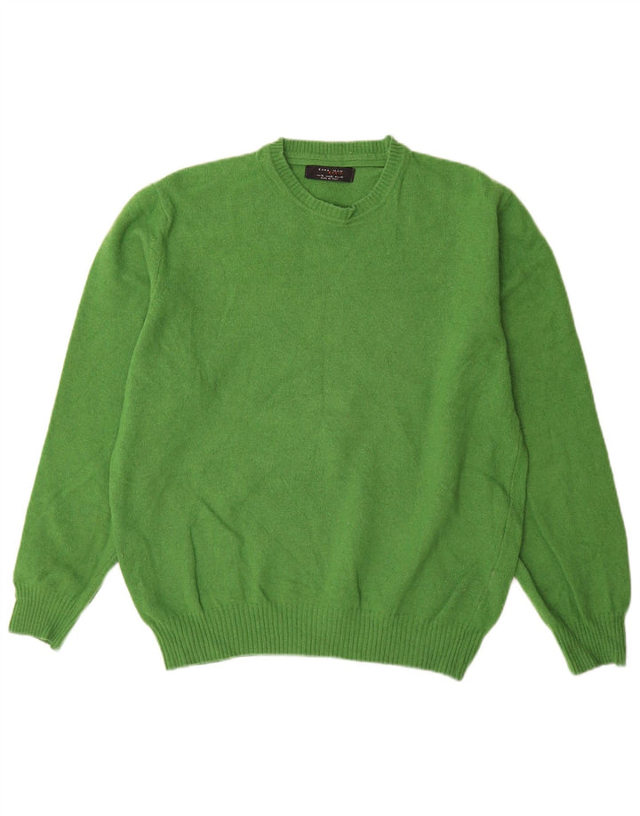Ανδρικό πουλόβερ Zara Crew Neck Jumper XL Green Wool
