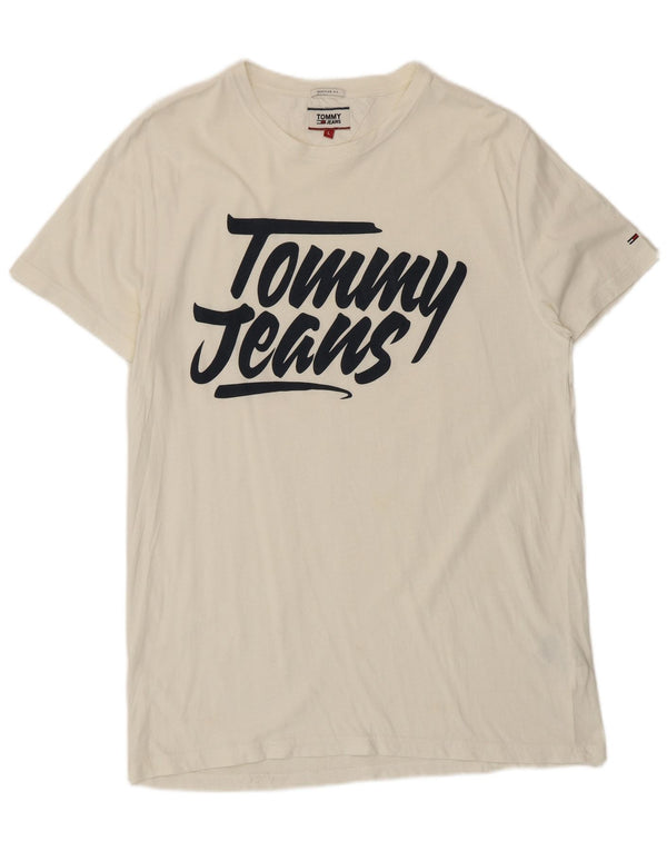 Tommy Hilfiger Ανδρικό T-Shirt με κανονική εφαρμογή γραφικό μπλουζάκι μεγάλο λευκό βαμβακερό
