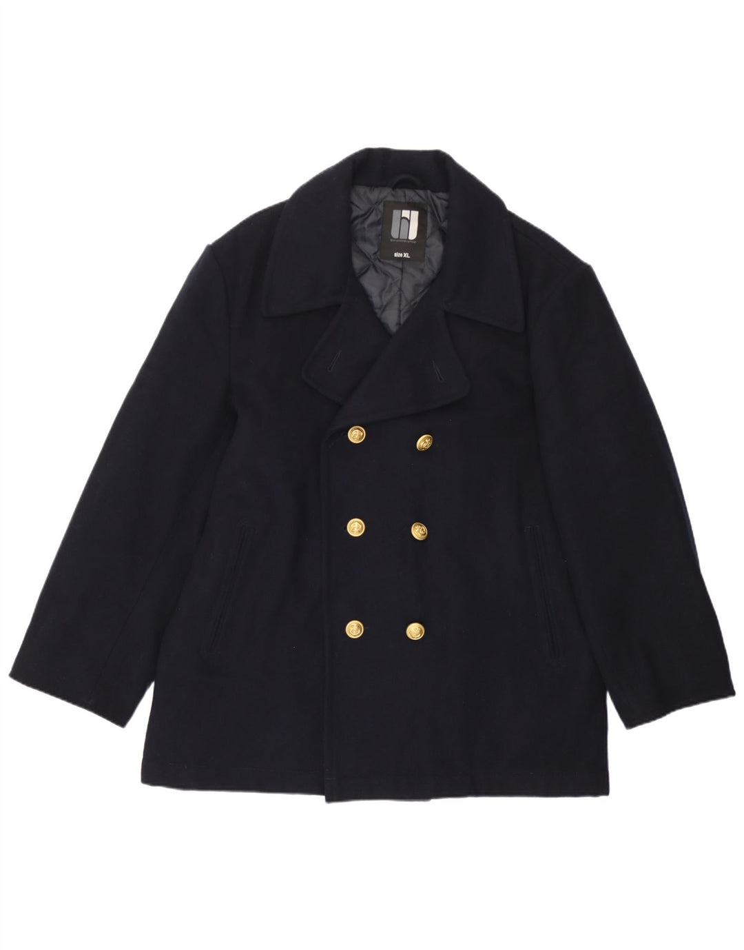 Vintage Ανδρικό παλτό μπιζελιού UK 42 XL Navy Blue Wool