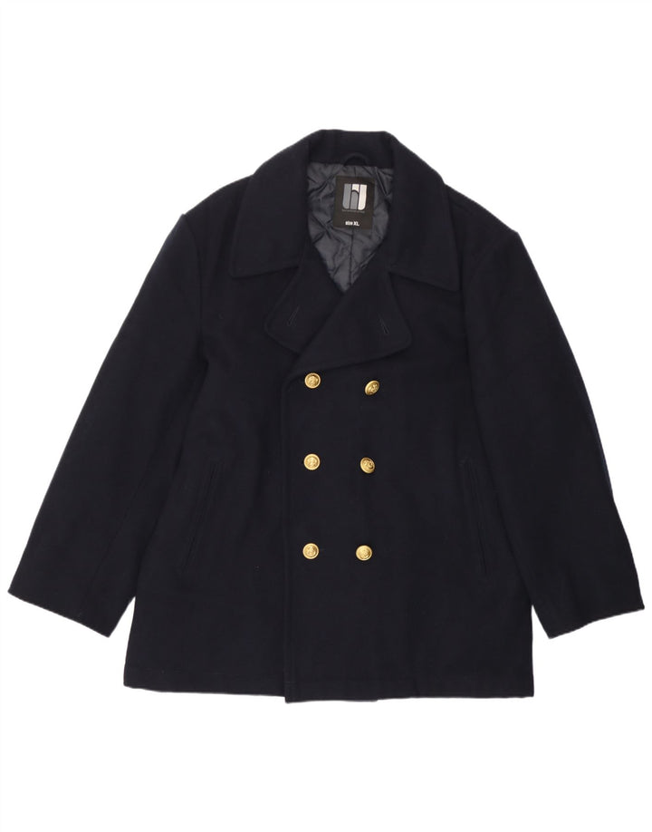 Vintage Ανδρικό παλτό μπιζελιού UK 42 XL Navy Blue Wool