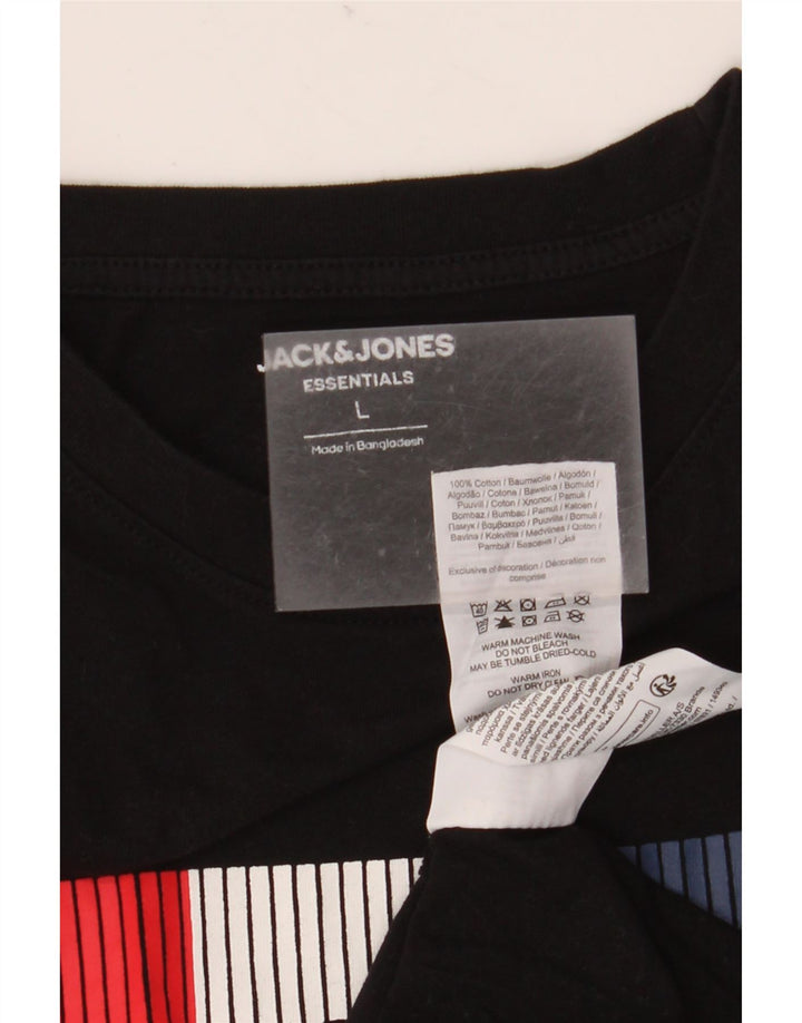 Jack & Jones Ανδρικό γραφικό μπλουζάκι Μπλούζα μεγάλο μαύρο βαμβακερό