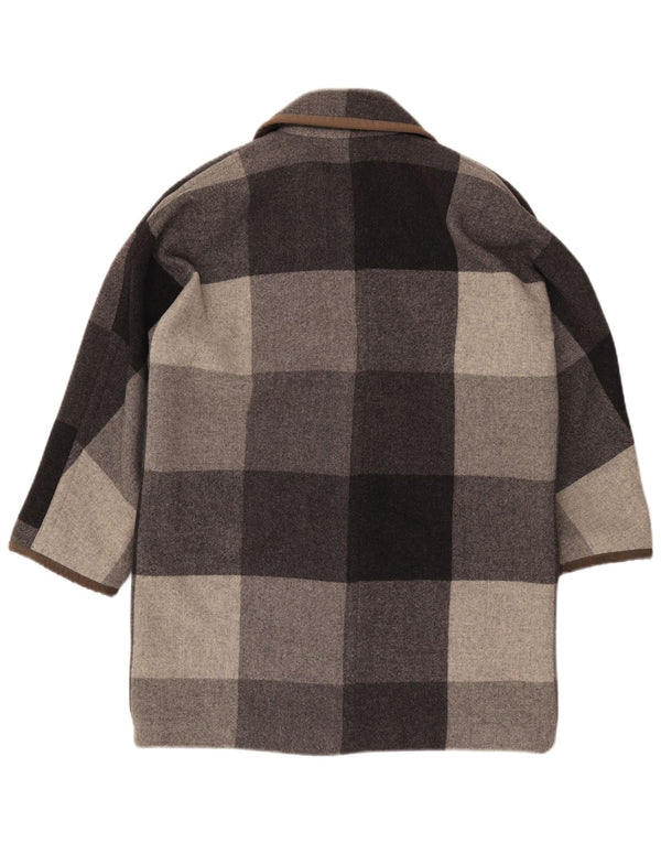 Les Copains Γυναικείο παλτό με διπλό στήθος UK 18 XL Grey Check Wool
