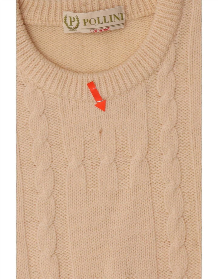 Pollini Ανδρικό πουλόβερ με λαιμόκοψη IT 52 Large Off White Wool