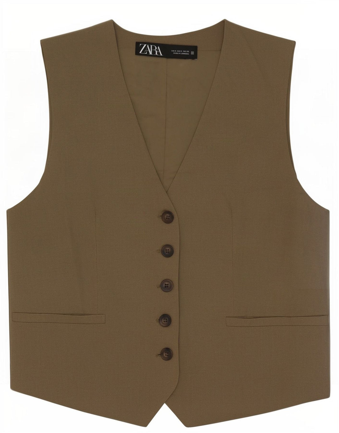 Zara Γυναικείο Γιλέκο UK 10 Small Khaki Polyester