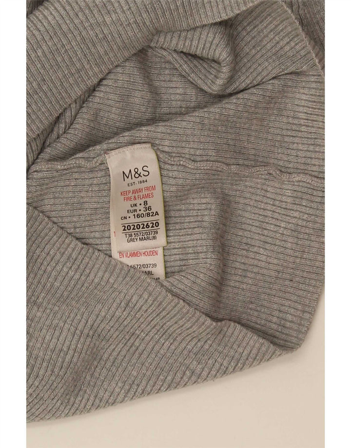 Marks & Spencer Γυναικείο πουλόβερ με ρολό λαιμόκοψη UK 8 Small Grey Viscose