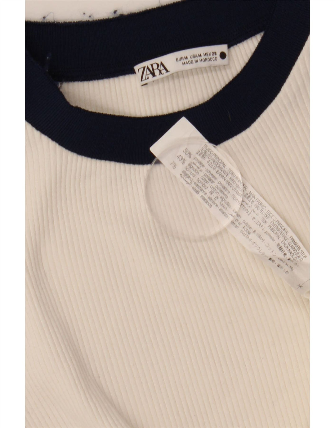 Zara Γυναικείο T-Shirt Top UK 12 Medium White Colourblock Polyester