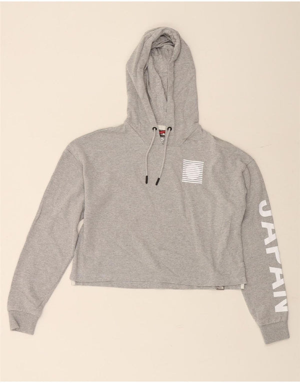 THE NORTH FACE Γυναικείο Crop Graphic Hoodie Jumper UK 14 Medium Grey Cotton
