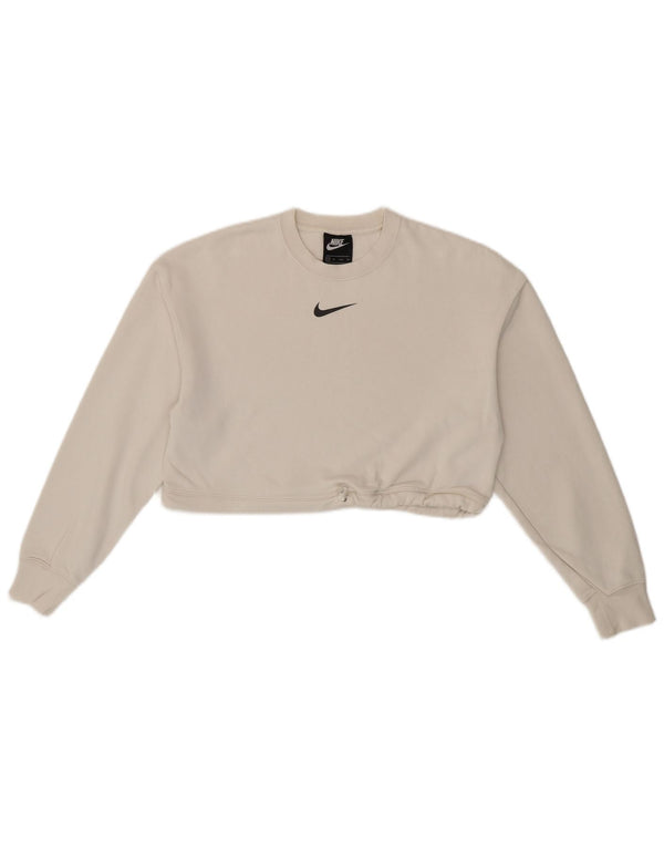 Γυναικεία φούτερ Nike με γραφικά Crop Jumper UK 6 XS Λευκό βαμβακερό