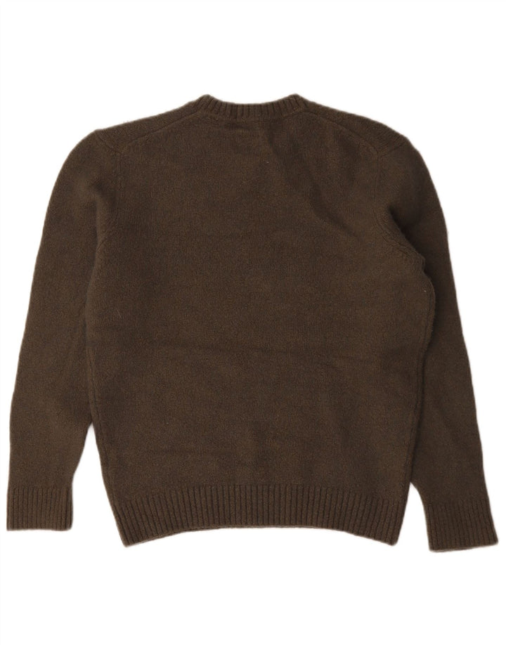 Massimo Dutti Γυναικείο πουλόβερ με λαιμόκοψη UK 16 μεγάλο καφέ μαλλί