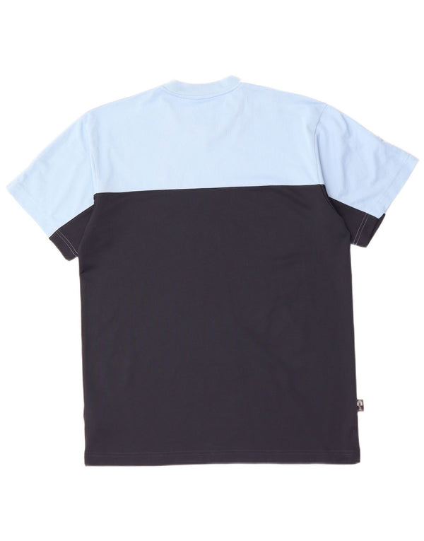 Ανδρικό T-Shirt ADIDAS Top UK 34/36 Small Blue Colourblock Βαμβακερό