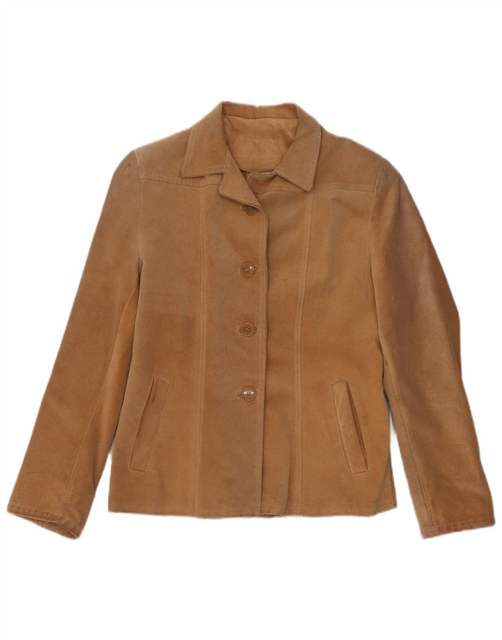 Barone Γυναικείο Suede Jacket UK 10 Small Beige Leather