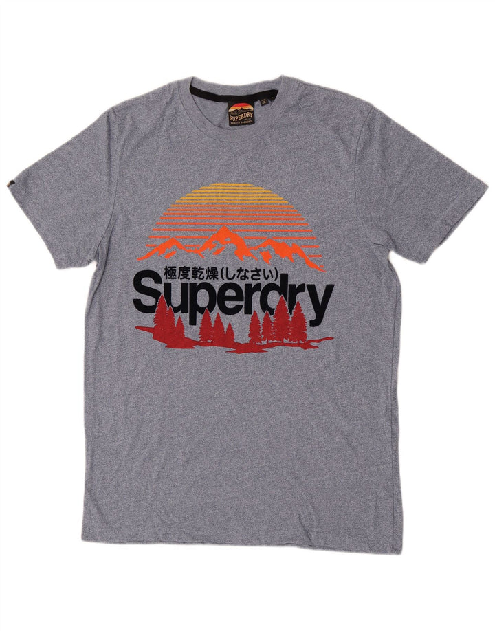 Superdry Ανδρικό γραφικό T-Shirt Top Μικρό Μπλε Βαμβακερό