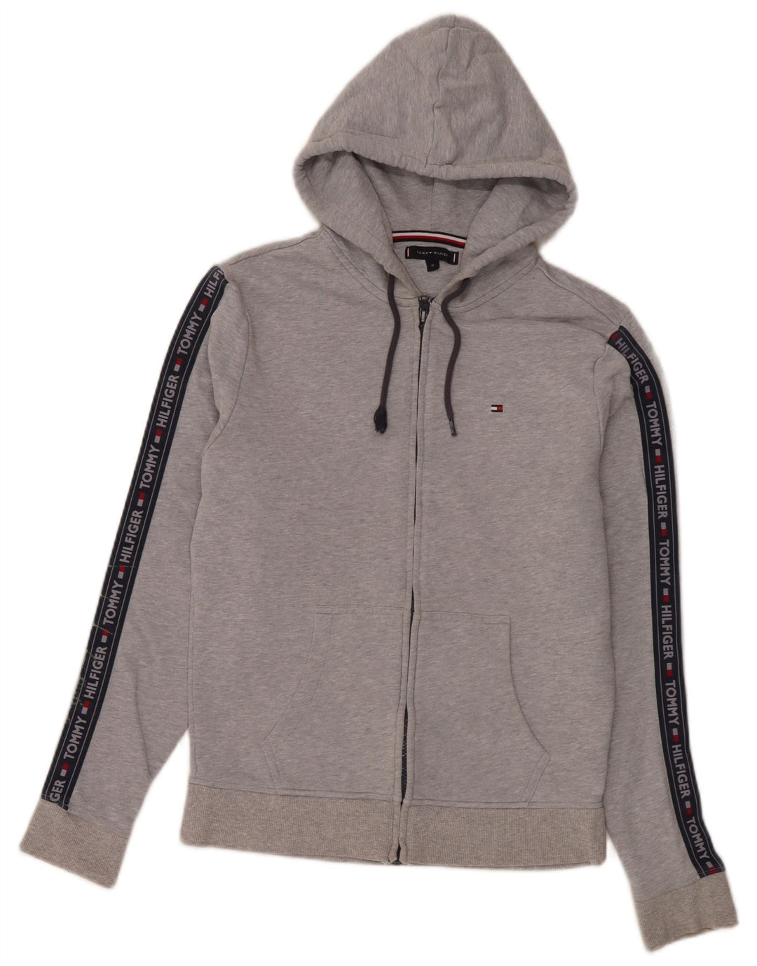 Ανδρικό πουλόβερ με κουκούλα με φερμουάρ Tommy Hilfiger, μεσαίο γκρι χρώμα