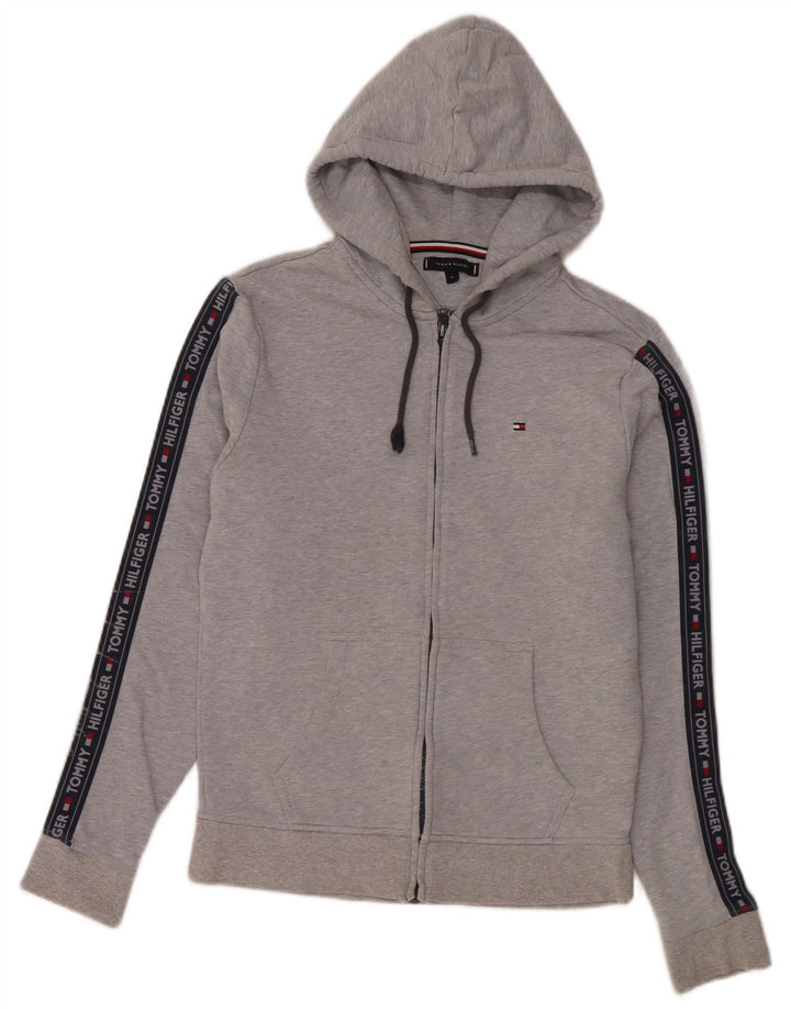 Ανδρικό πουλόβερ με κουκούλα με φερμουάρ Tommy Hilfiger, μεσαίο γκρι χρώμα