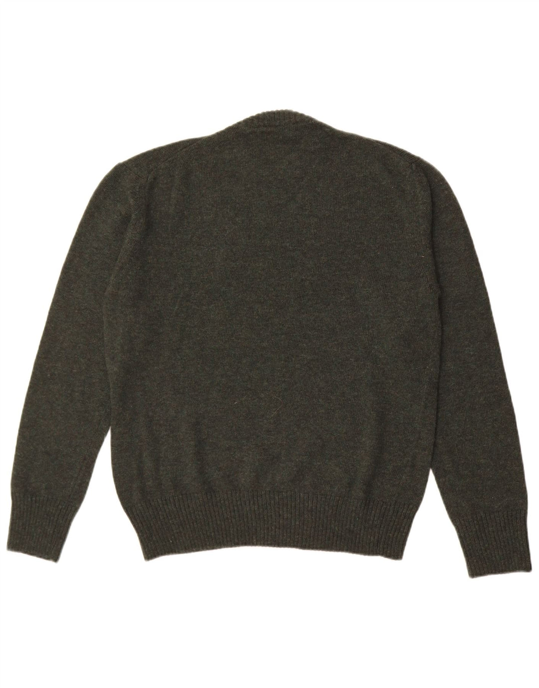 Vintage Ανδρικό πουλόβερ με λαιμόκοψη μεσαίου χακί μαλλί
