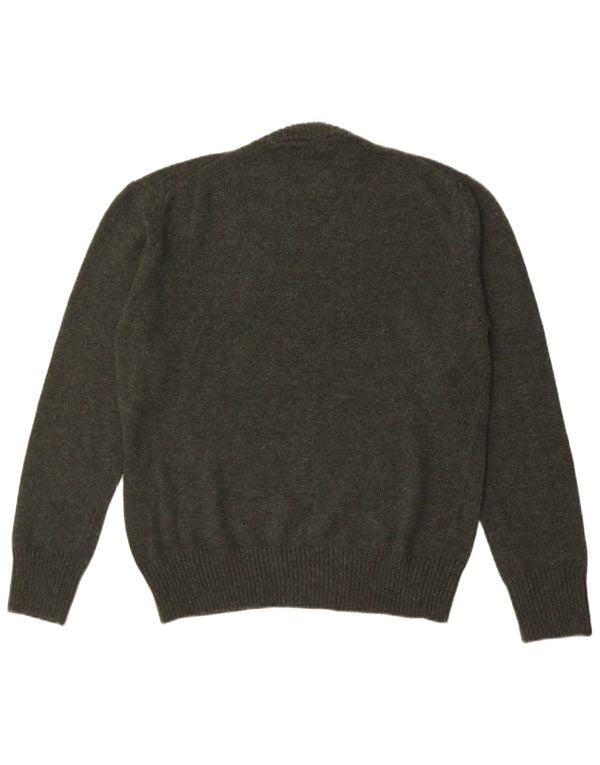 Vintage Ανδρικό πουλόβερ με λαιμόκοψη μεσαίου χακί μαλλί