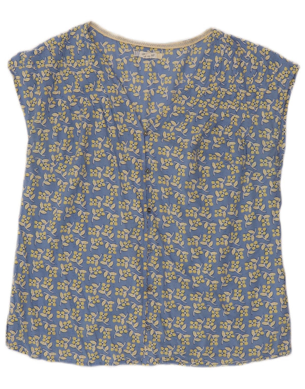 White Stuff Γυναικεία κοντομάνικη μπλούζα Top UK 12 Medium Blue Floral