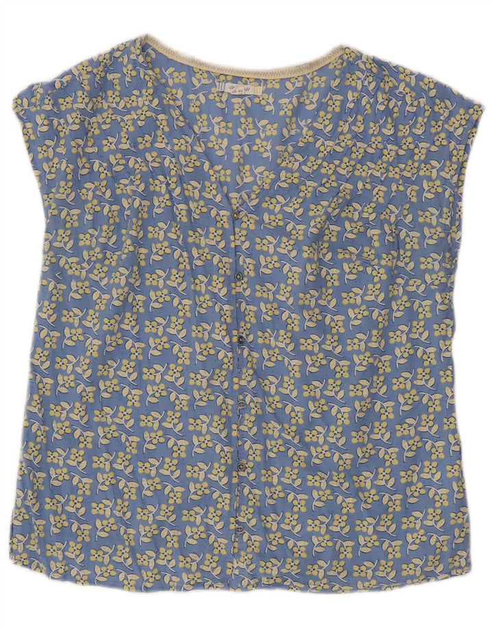 White Stuff Γυναικεία κοντομάνικη μπλούζα Top UK 12 Medium Blue Floral