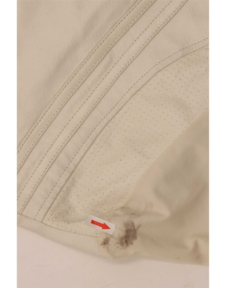 Vintage Γυναικείο Oversized Δερμάτινο Μπουφάν IT 44 Medium White Leather