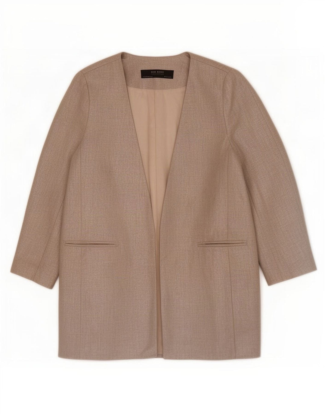 Zara Γυναικείο Open Blazer Jacket UK 14 Medium Beige Λινό
