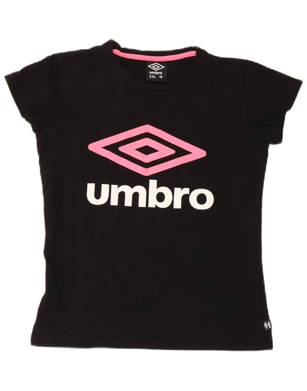 Γραφικό μπλουζάκι Umbro Girls Top 15-16 ετών 2XL μαύρο βαμβακερό