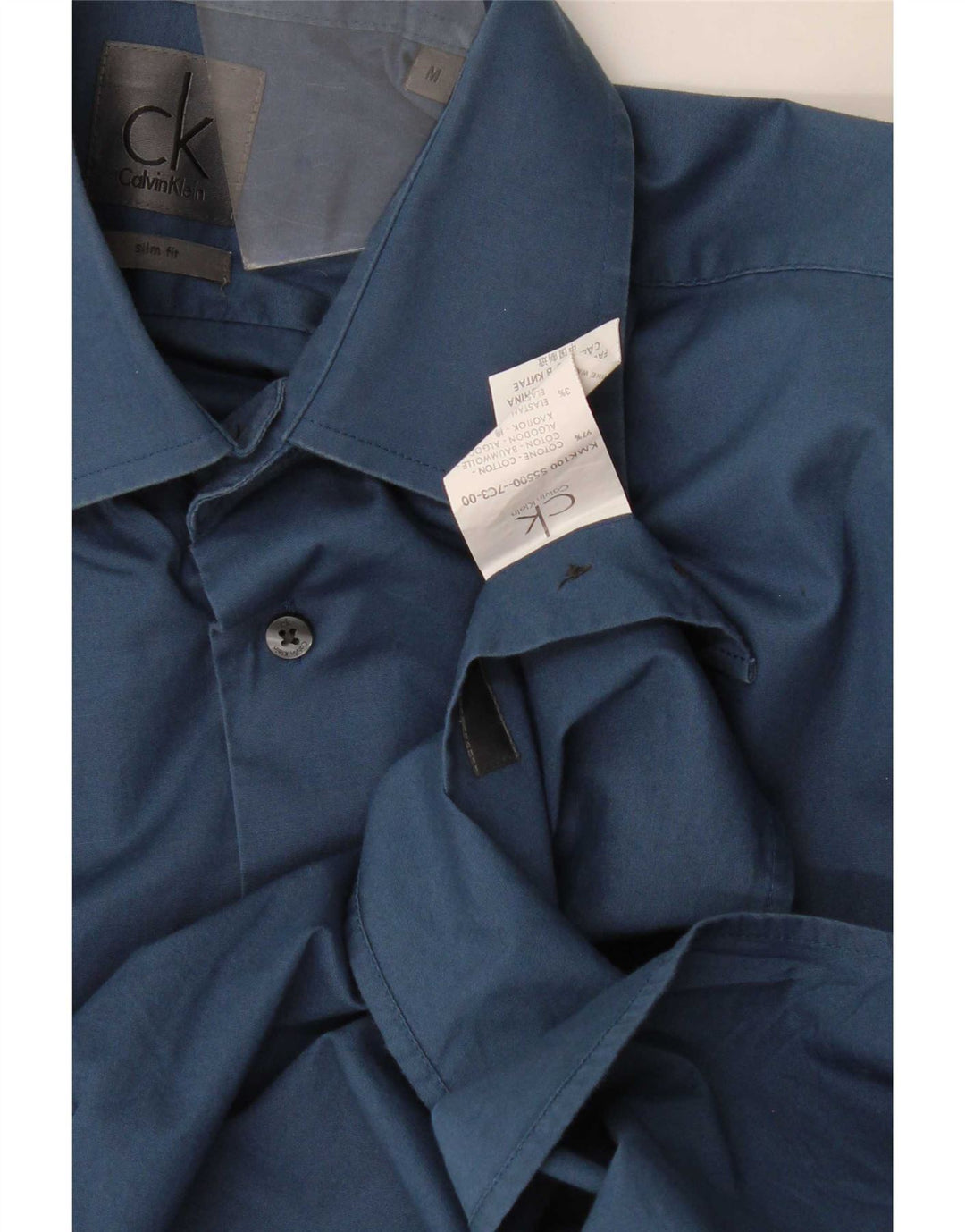 Ανδρικό πουκάμισο Calvin Klein Slim Fit, μεσαίο μπλε βαμβακερό