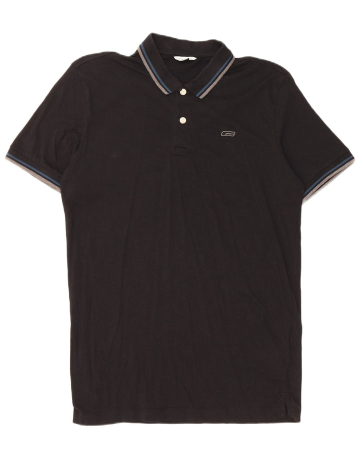 Ανδρικό πουκάμισο πόλο JACK & JONES μεγάλο μαύρο βαμβακερό