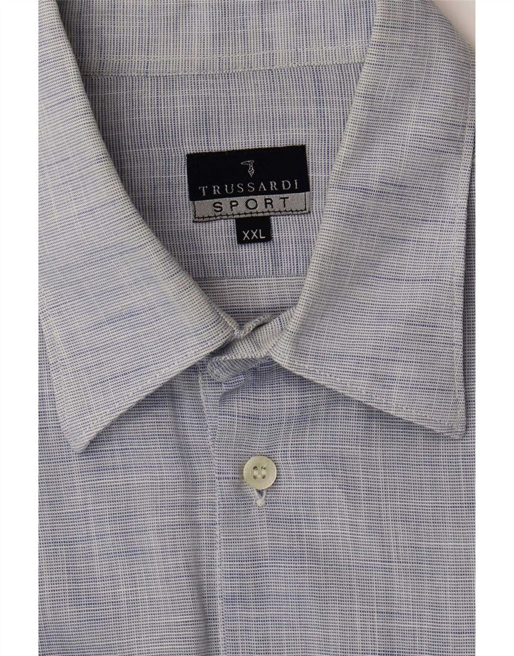 Ανδρικό πουκάμισο Trussardi 2XL από βαμβακερό μπλε φλύκταινα