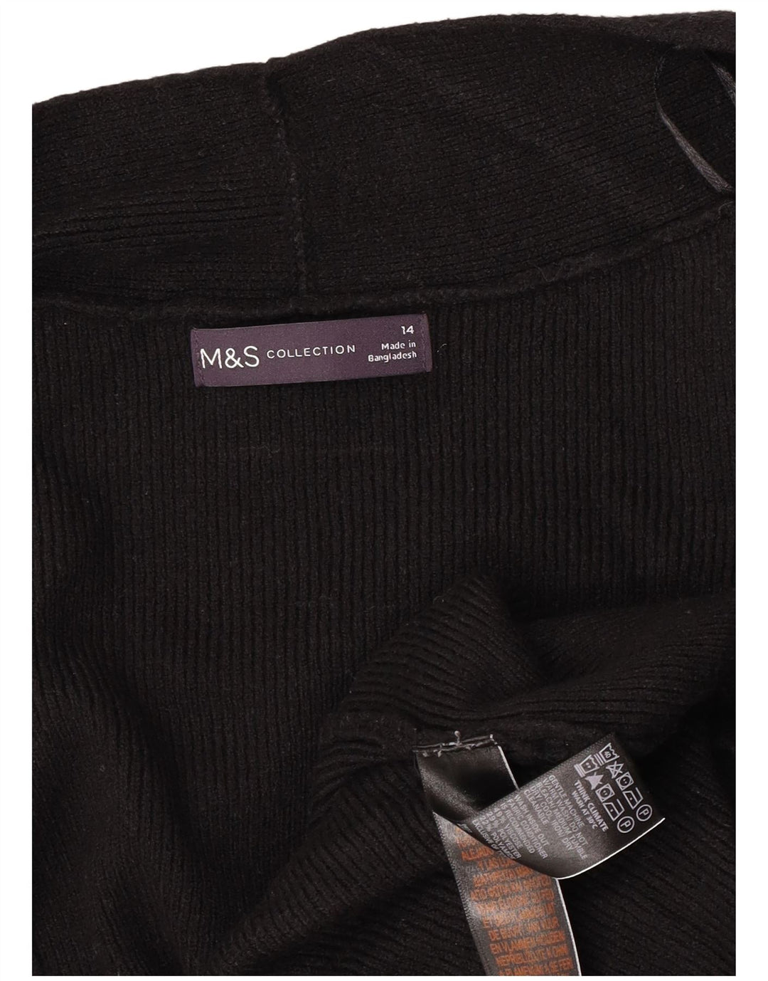Marks & Spencer Γυναικείο Longline ανοιχτό πουλόβερ ζακέτα UK 14 μεγάλο μαύρο