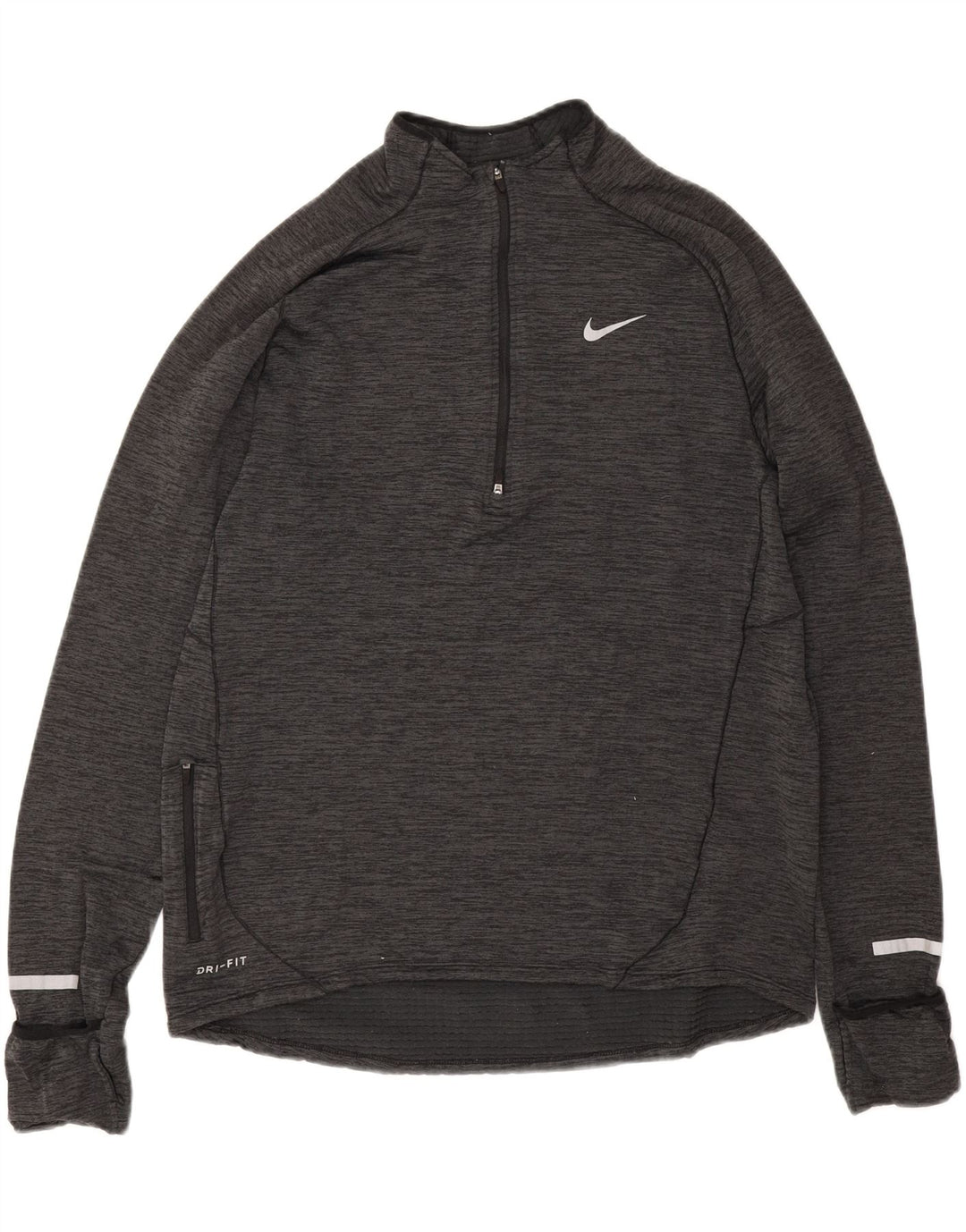 Ανδρική μπλούζα με φερμουάρ Nike Dri Fit Μακρύ μανίκι με μεγάλο γκρι φλιτζάνι