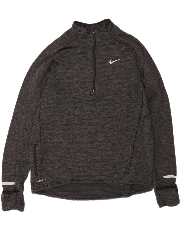 Ανδρική μπλούζα με φερμουάρ Nike Dri Fit Μακρύ μανίκι με μεγάλο γκρι φλιτζάνι