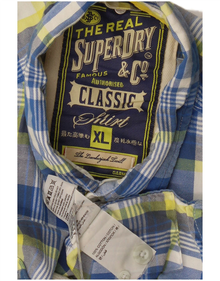 Ανδρικό πουκάμισο SUPERDRY Classic Flannel XL Μπλε βαμβακερό