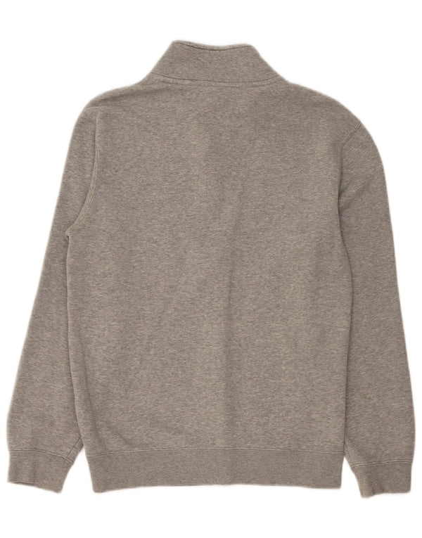 Nike Womens Zip Neck Sweatshirt Jumper UK 10 Small Grey Flecked Cotton