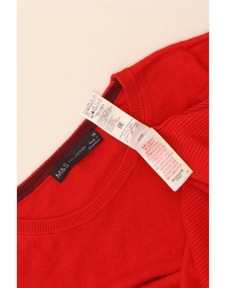Marks & Spencer Γυναικείο πουλόβερ με λαιμόκοψη UK 14 μεγάλη κόκκινη βισκόζη