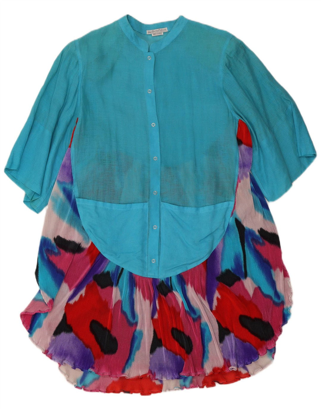 Γυναικείο φόρεμα παραλίας Marisa Padovan One Size Blue Tie Dye Λινό