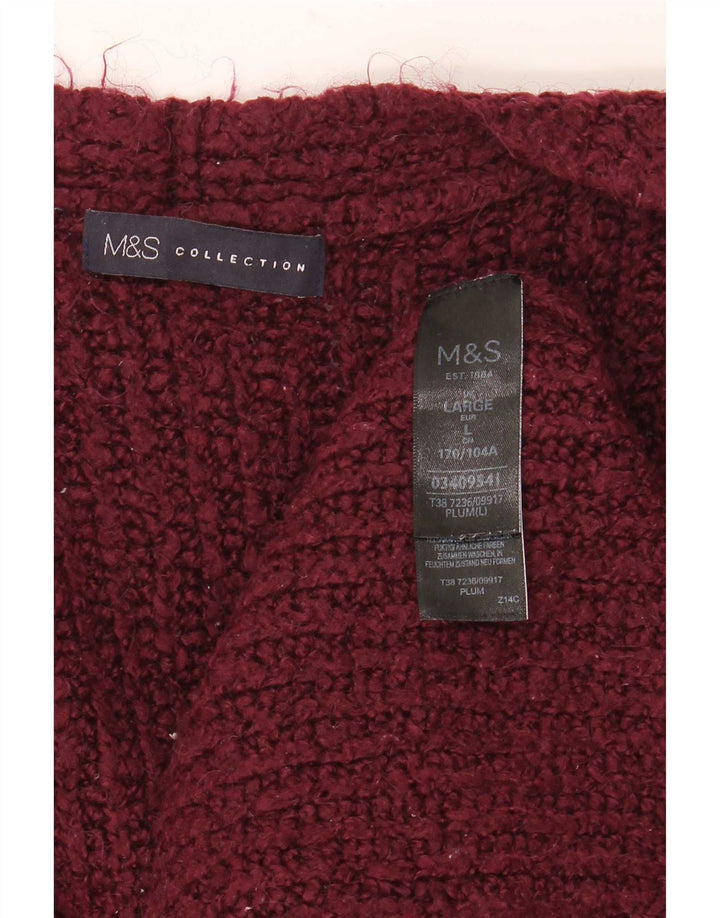 Marks & Spencer Γυναικείο ανοιχτό πουλόβερ UK 16 Large Maroon