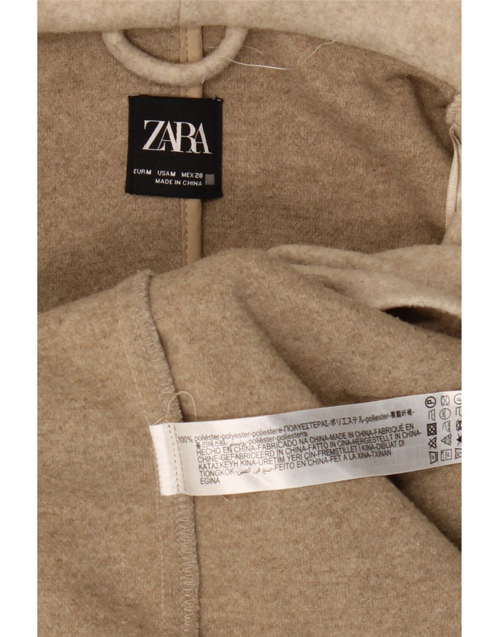 Zara Γυναικείο πανωφόρι με κουκούλα UK 14 Medium Beige Polyester