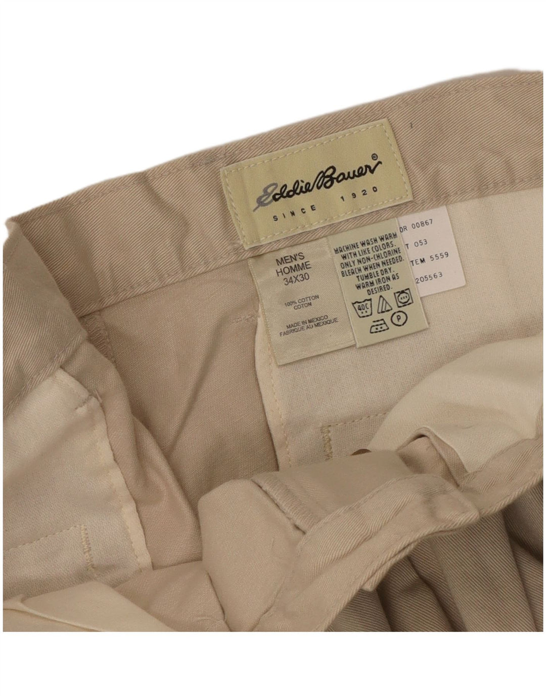 Eddie Bauer Ανδρικό παντελόνι Chino με καρφίτσα W34 L30 Μπεζ βαμβακερό
